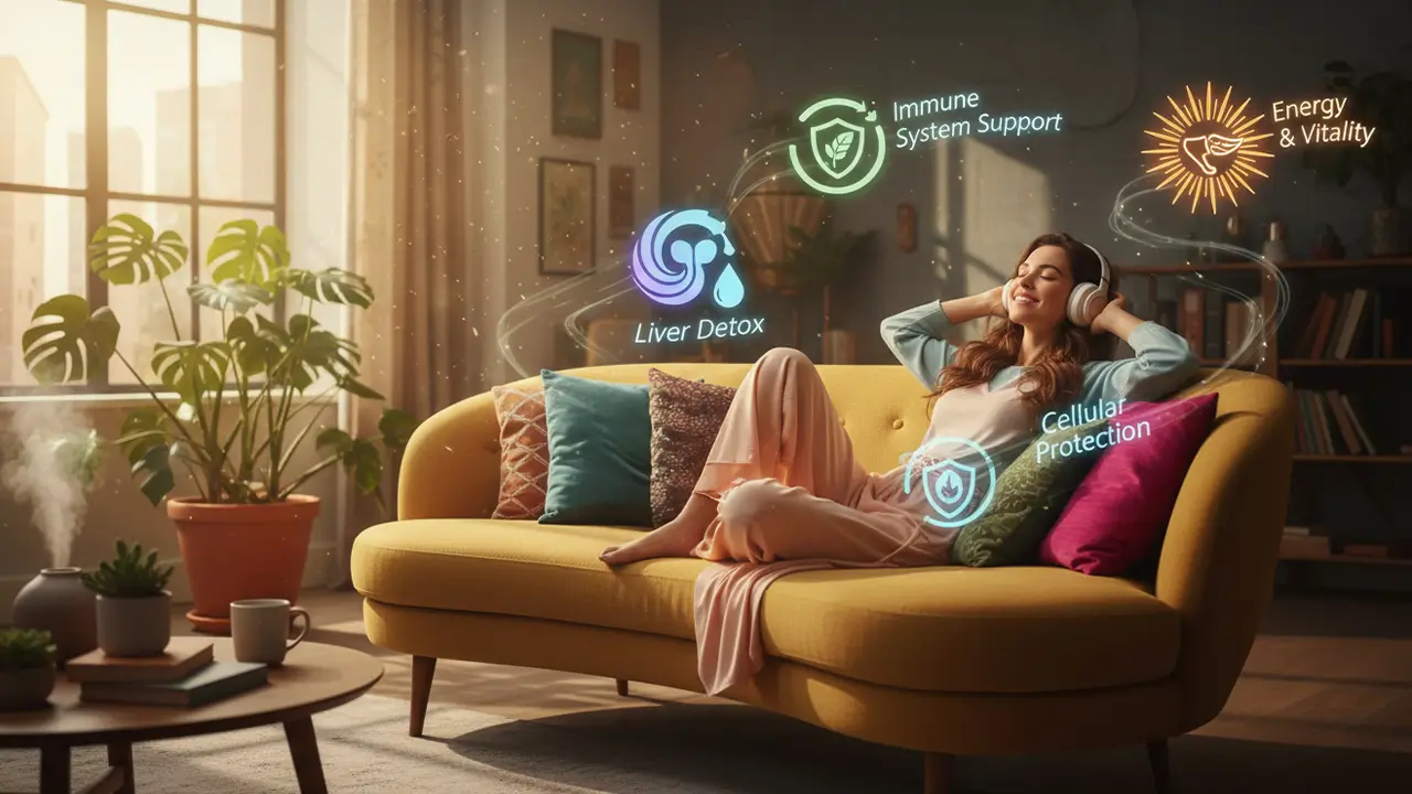 Patient receiving glutathione IV drip at home in Dubai for detox and wellness benefits